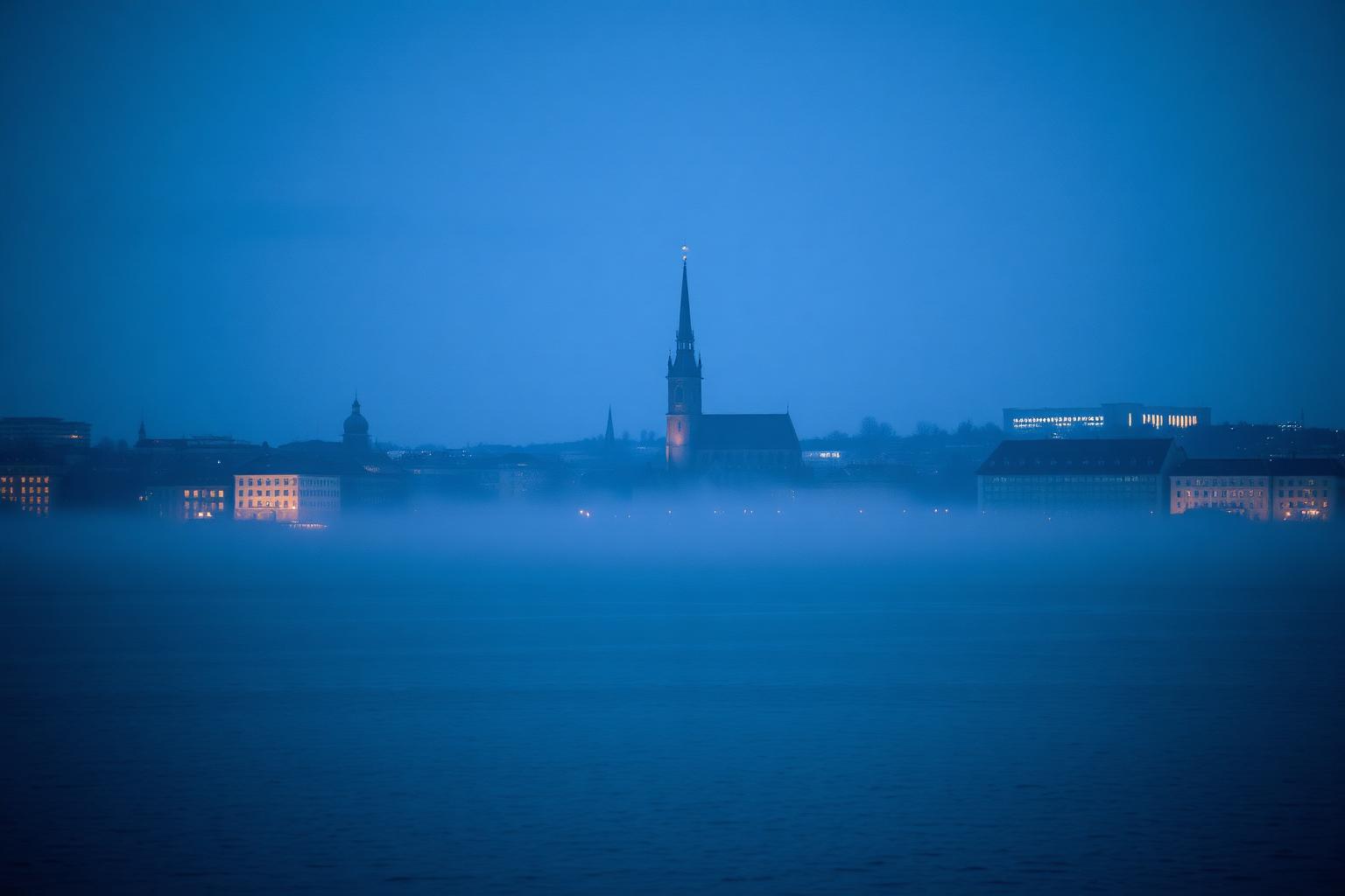 Stockholm skyline at blue hour